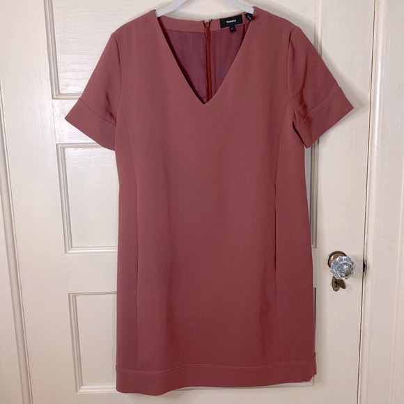 Theory V-neck Banded Shift Admiral Crepe Dress - Picture 3 of 3